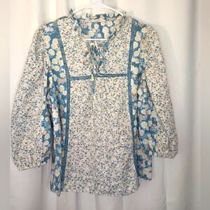Solitaire Floral Peasant Top Large Embroidered Cottage Bloomcore Prairie